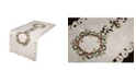 Xia Home Fashions Ribbon Wreath Embroidered Cutwork Christmas Table Runner, 15" x 34"